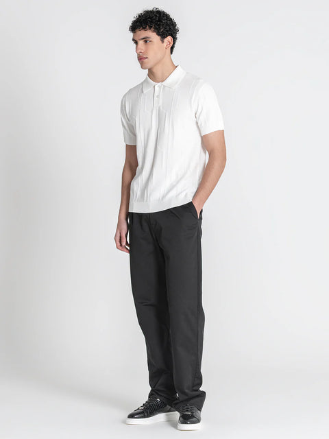 White Dimension Knit Polo