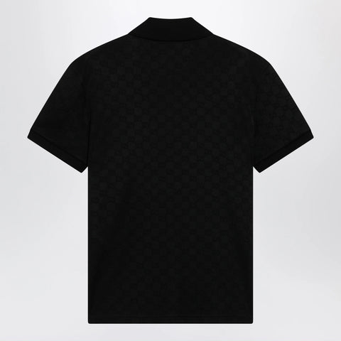 GUCCI Black GG jacquard technical jersey polo shirt
