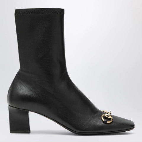GUCCI Black Signora ankle boots with horsebit