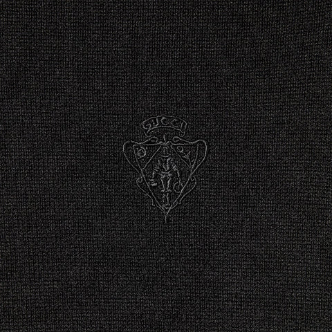GUCCI Black Wool Turtleneck With Logo Embroidery