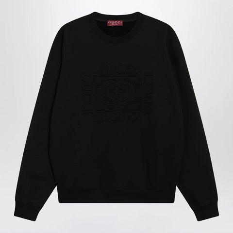 GUCCI Black brushed cotton jersey sweatshirt
