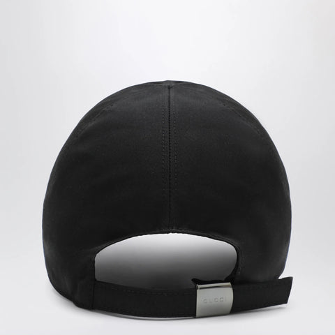 GUCCI Black cotton baseball cap with GG trim