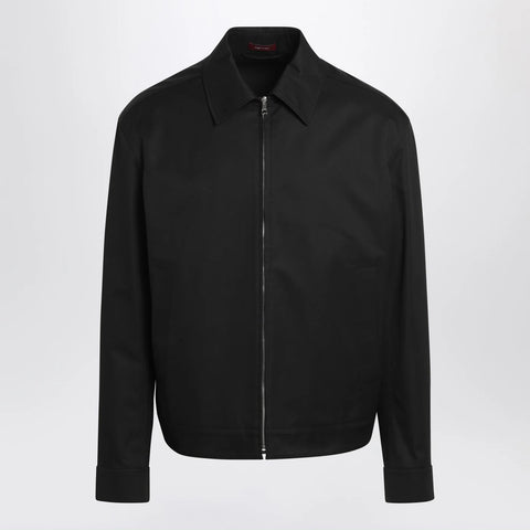 GUCCI Black cotton twill jacket with Web detail