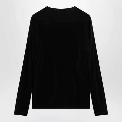 GUCCI Black crew-neck knit in viscose blend