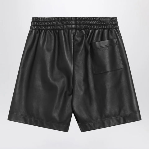 GUCCI Black leather Bermuda shorts