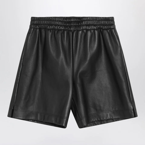 GUCCI Black leather Bermuda shorts