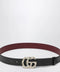 GUCCI Black leather belt with bamboo GG Marmont buckle