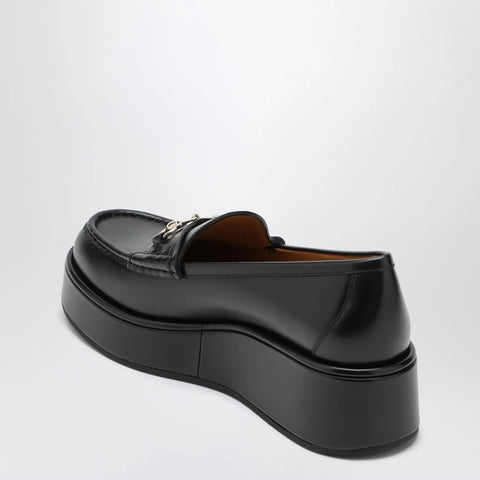 GUCCI Black loafer with platform and Horsebitt