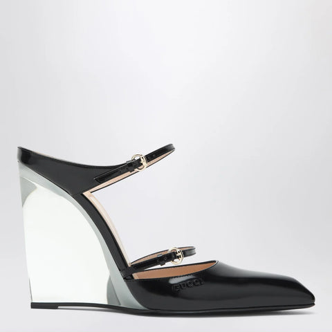 GUCCI Black sabots with transparent wedge
