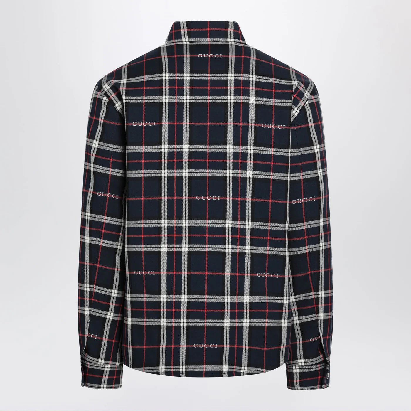GUCCI Blue cotton jacquard tartan shirt