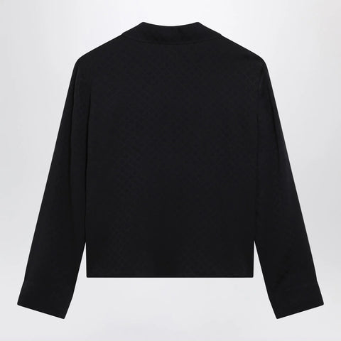 GUCCI Blue jacquard silk-blend shirt