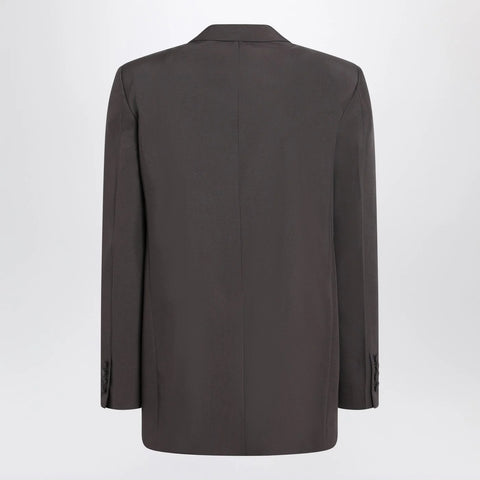 GUCCI Brown double-breasted jacket in technical panama fabric