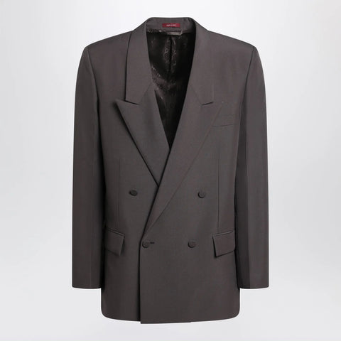 GUCCI Brown double-breasted jacket in technical panama fabric