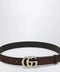 GUCCI Brown suede belt with bamboo GG Marmont buckle