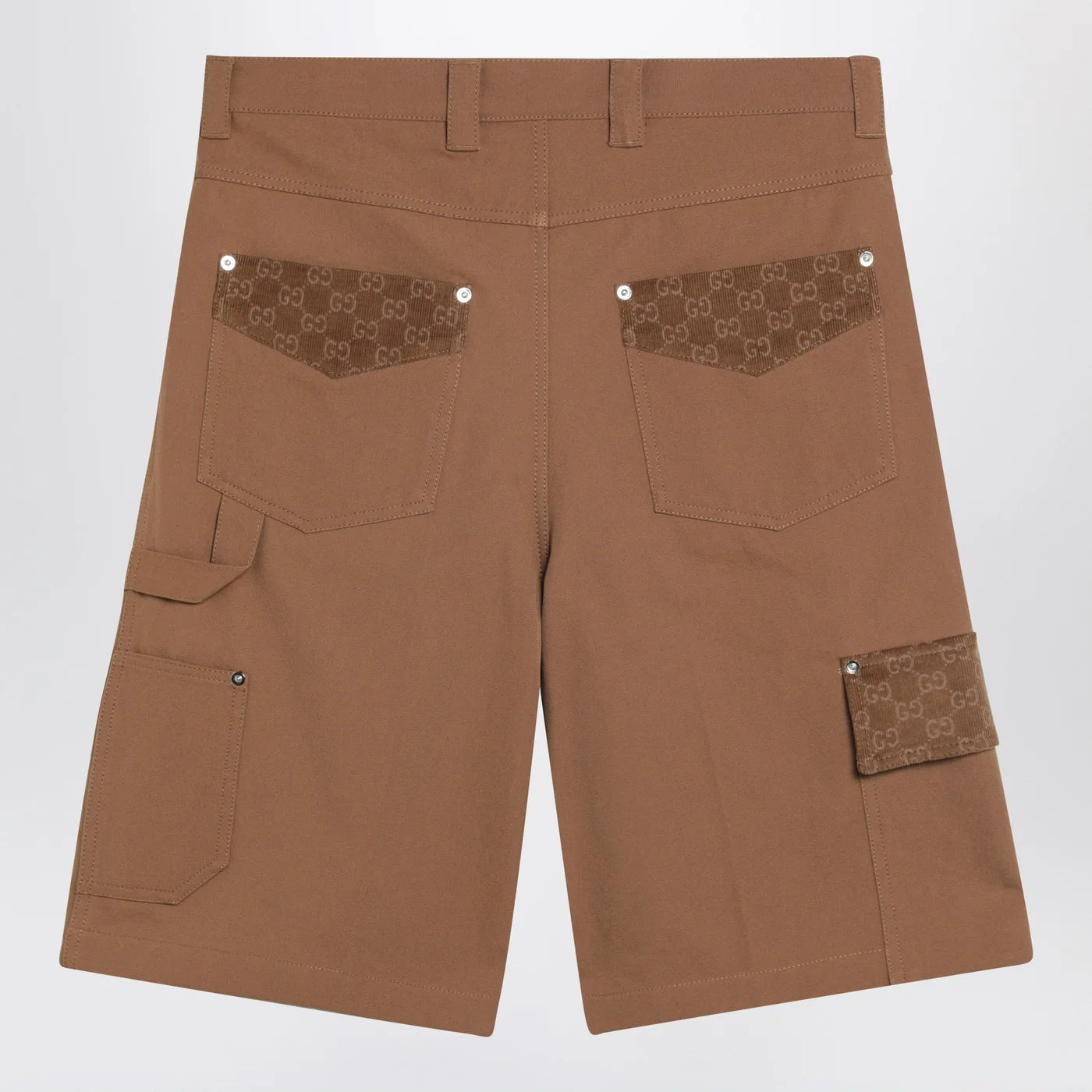 GUCCI Camel cargo Bermuda shorts with GG details