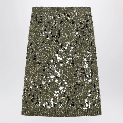 GUCCI Dark green viscose and tweed blend skirt