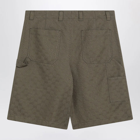 GUCCI Forest green Bermuda shorts in GG fabric