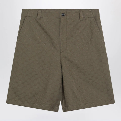 GUCCI Forest green Bermuda shorts in GG fabric