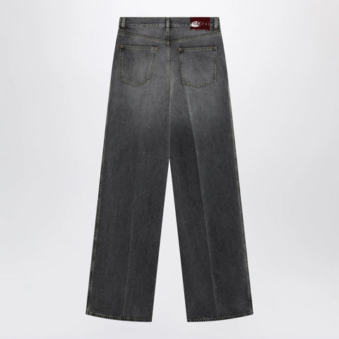 GUCCI Grey stone-washed wide-leg jeans