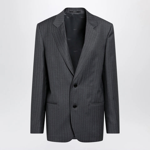 GUCCI Grey/light blue pinstripe wool jacket