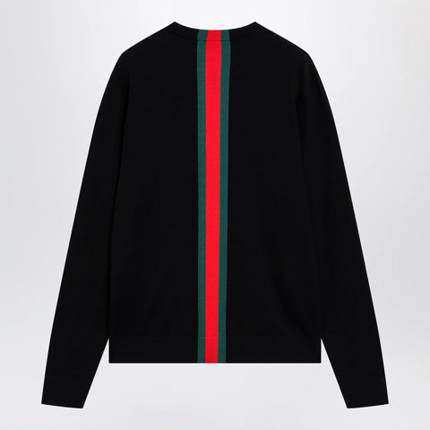 GUCCI Knitted cotton sweater with Web ribbon