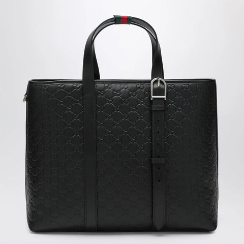 GUCCI Large black GG Emblem shopping bag