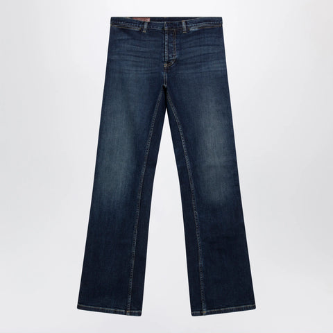 GUCCI Low-rise cotton denim Web tape trousers in blue