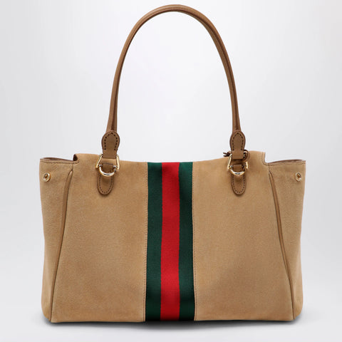 GUCCI Medium Paparazzo handbag in sand-coloured suede