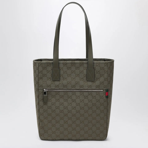 GUCCI Medium shopping bag in green GG fabric