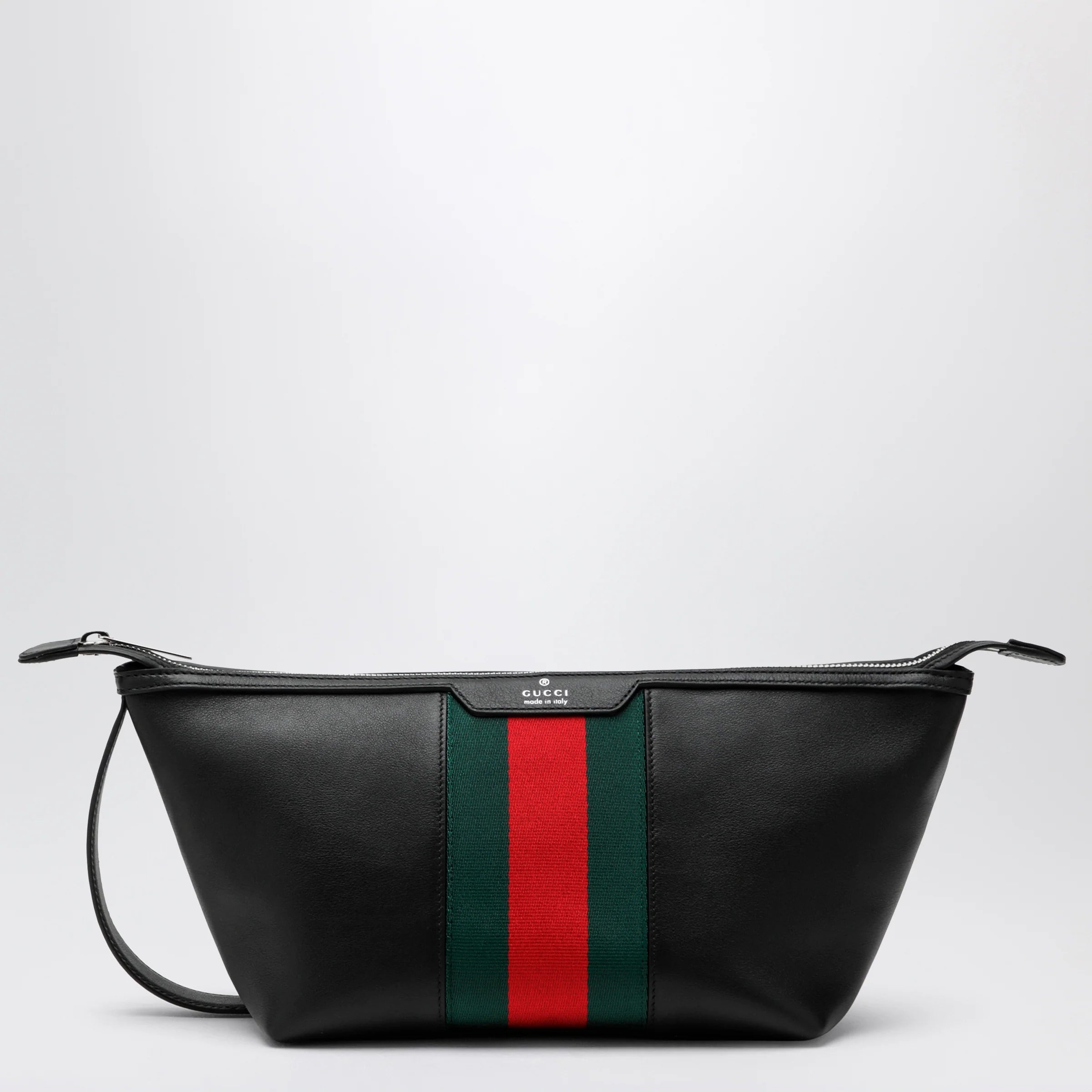 GUCCI Mega Web Trademark small toiletry case in calfskin, black