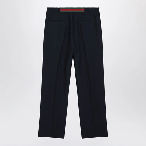 GUCCI Midnight blue technical panama trousers