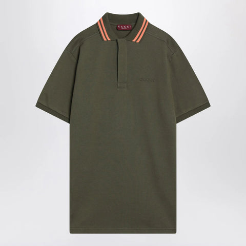 GUCCI Moss green polo in cotton blend