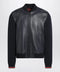 GUCCI Navy blue nappa leather and knit bomber jacket