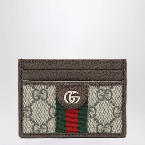 GUCCI Ophidia GG Supreme card holder in beige/dark brown