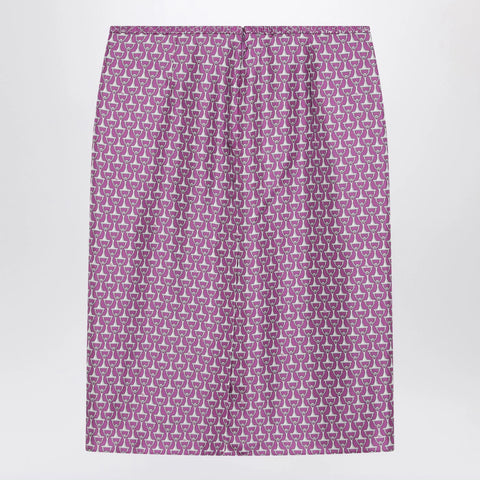 GUCCI Pink pencil skirt with horsebit print