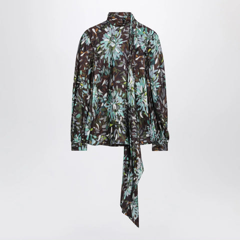 GUCCI Printed silk twill blouse