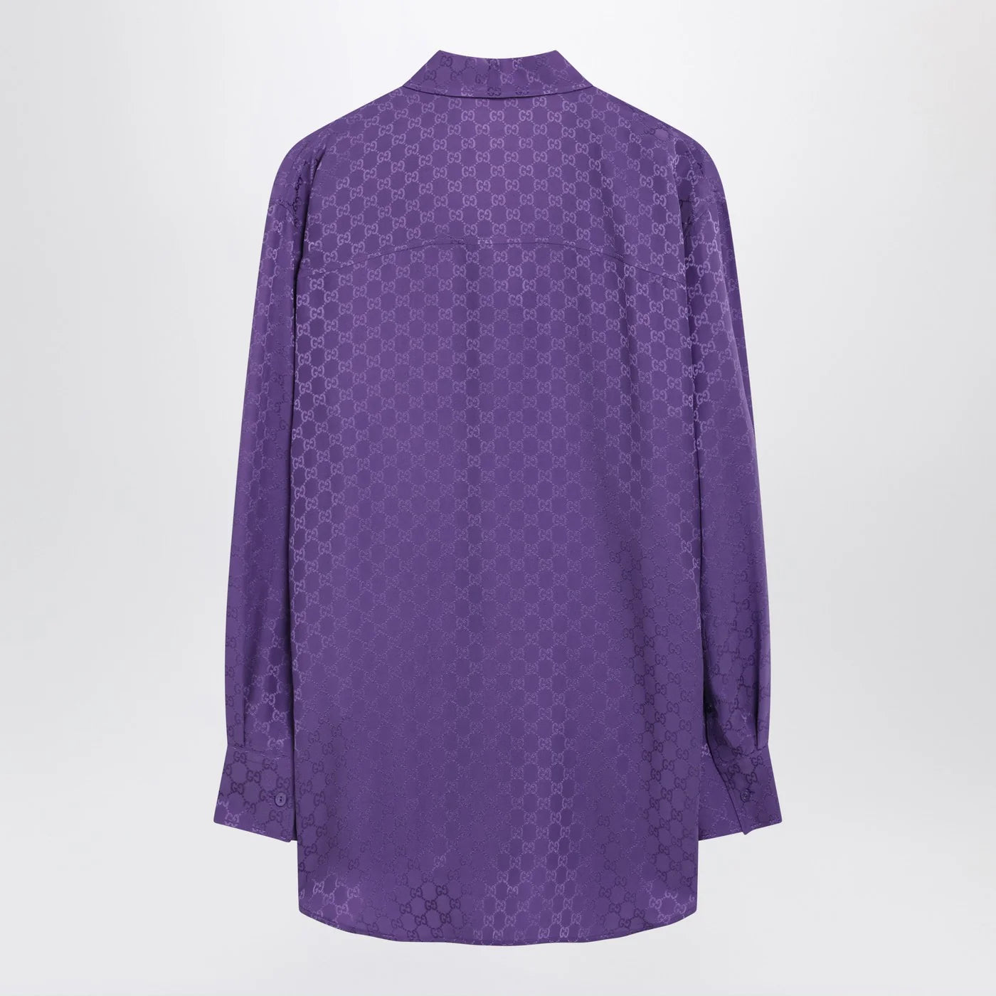 GUCCI Purple oversized GG jacquard silk shirt
