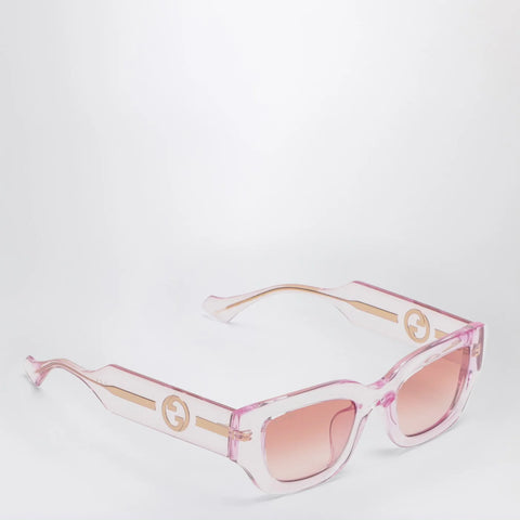 GUCCI Rectangular pink/transparent sunglasses