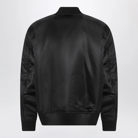 GUCCI Reversible bomber jacket in black/white mouliné fabric