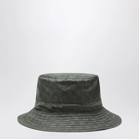 GUCCI Reversible dark green nylon GG hat