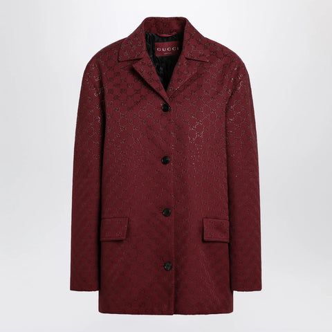 GUCCI Rosso Ancora GG-fabric jacket with crystals