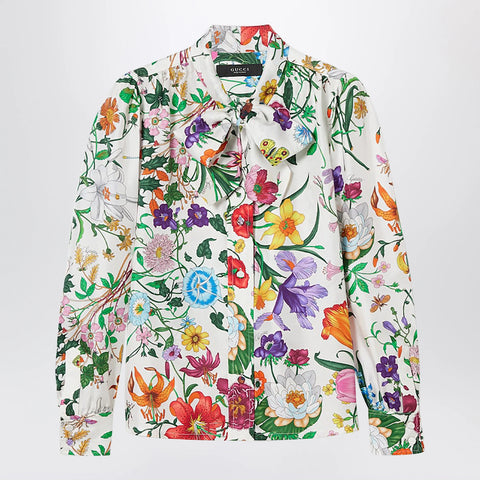 GUCCI Silk Twill Shirt With Flora Print