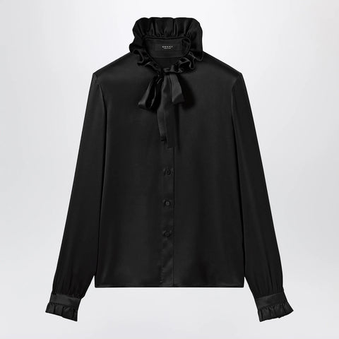 GUCCI Silk satin shirt with a knotted bow