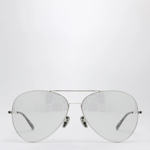 GUCCI Silver pilot sunglasses