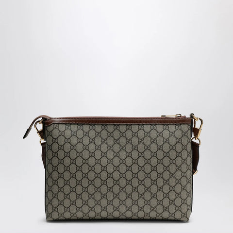 GUCCI Small shoulder bag in beige and ebony GG fabric