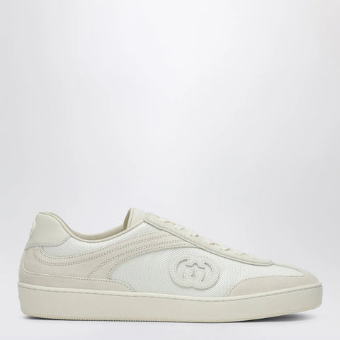 GUCCI Sneakers with GG cross in white leather and mesh