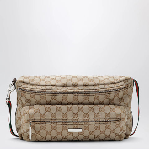 GUCCI Tag medium GG canvas crossbody bag in sand/brown