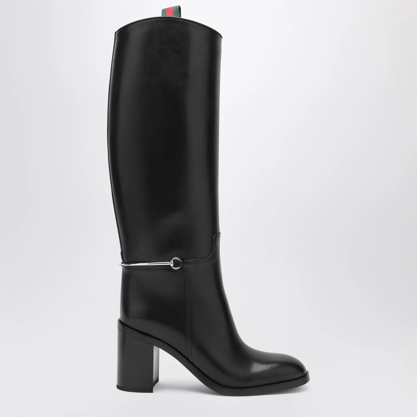 GUCCI Tall black boot with slim Horsebit