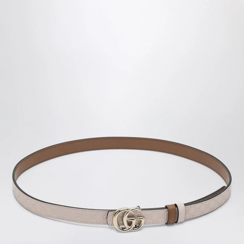 GUCCI Thin reversible GG Marmont belt in pink/sand