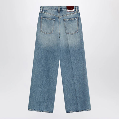 GUCCI Wide light blue jeans with faded effect